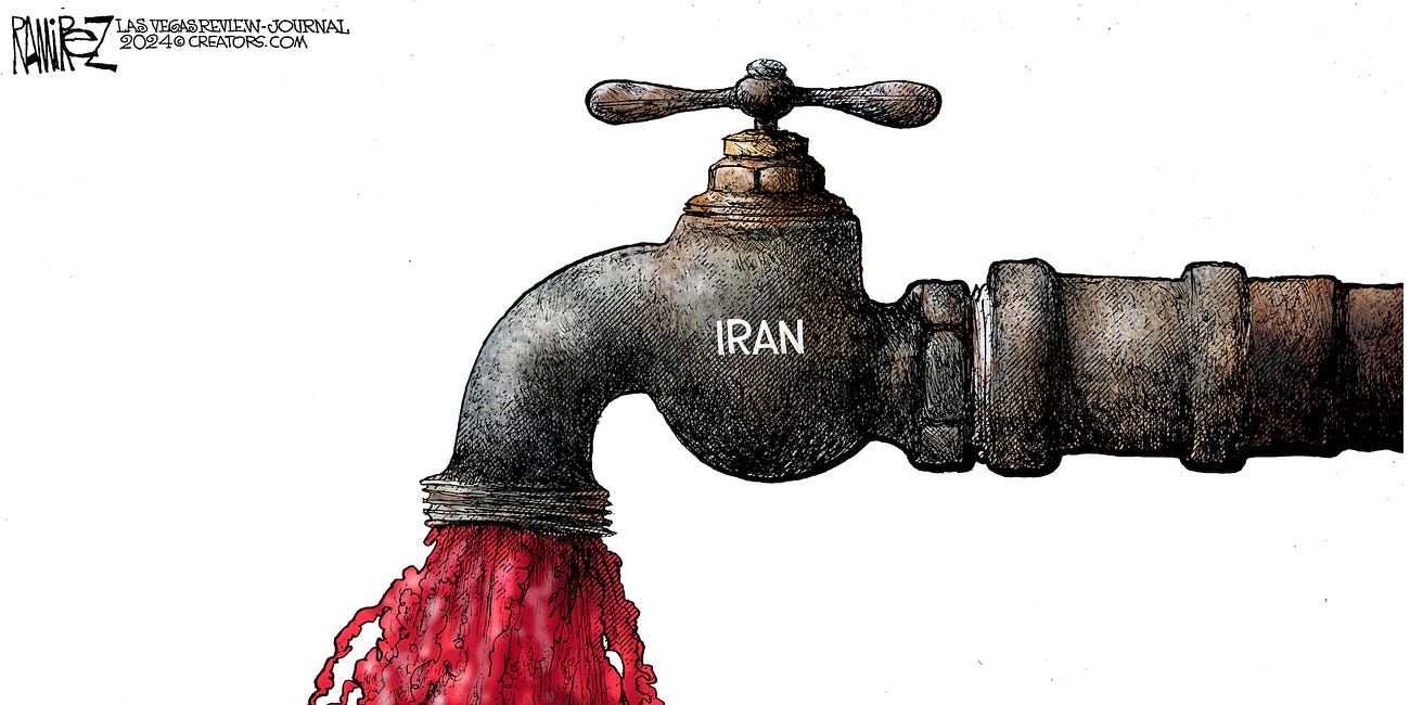 Michael Ramirez Essay: Iran's Deadly Spigot 01-07-24