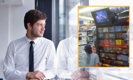 Man Daydreams About Glory Days Of Playing Video Games At The Demo Kiosk While Mom Shopped