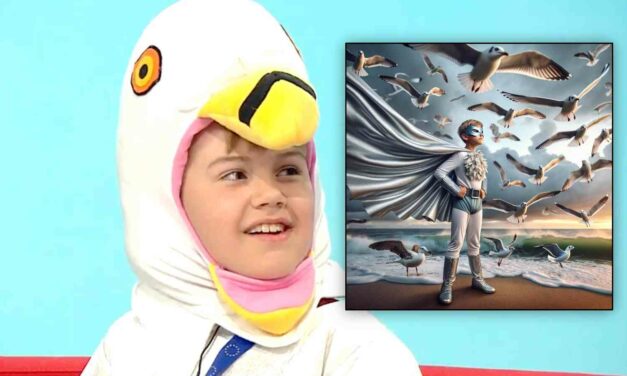 A seagull bit this boy and he considered it his superhero origin story, so he enrolled in a “European screeching competition” and took home the gold 😂