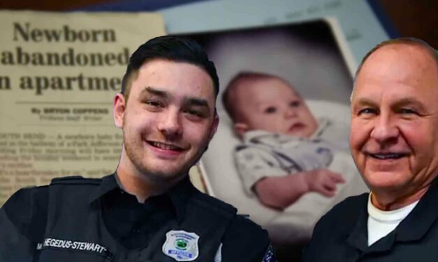 24 years ago, an Indiana officer rescued an abandoned baby. Now that baby is a rookie on the force.