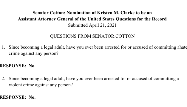 DOJ’s Kristen Clarke Testified to Senate She Was Never Arrested – but Court Records and Text Messages Indicate She Was