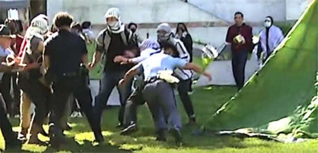 [FEEL GOOD VIDEO OF THE DAY]  – State Trooper football tackles pro-Hamas protester in Atlanta