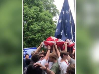 BAND OF BROTHERS: Fraternity Bros Protect Old Glory from Anti-American Anarchists