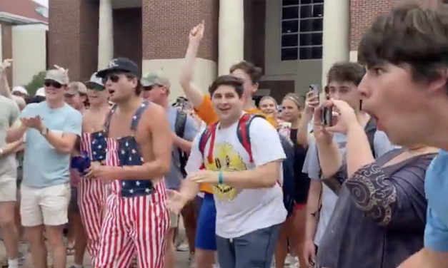 Watch: Pro-Hamas dorks at Ole Miss run into a wall of patriotic frat bros singing OUR National Anthem