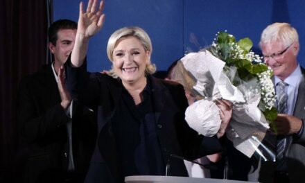 Le Pen Celebrates Early Projections Showing Her Party With Massive Win in French Assembly Election