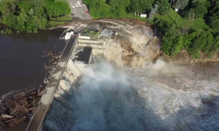A dam on a Minnesota river has failed due to major flooding and the images are beyond scary