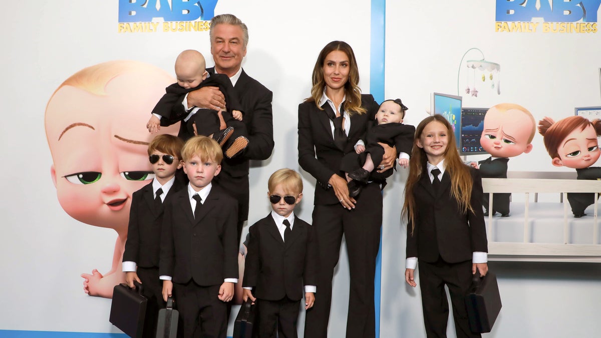Alec Baldwin and his family at the premiere of 