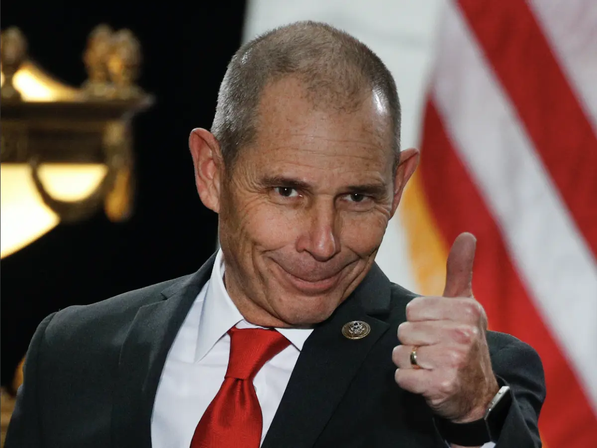 Rep. John Curtis (R-Utah) gives a thumbs up before an event with President Donald Trump at the Rotunda of the Utah State Capitol on Dec. 4, 2017 in Salt Lake City, Utah. (George Frey/Getty Images)