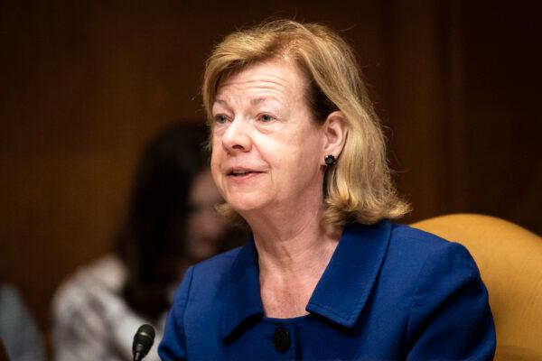 Sen. Tammy Baldwin (D-Wis.) speaks at a hearing on the president’s fiscal year 2024 budget request for the National Guard and Reserve in Washington on June 1, 2023. (Madalina Vasiliu/The Epoch Times)