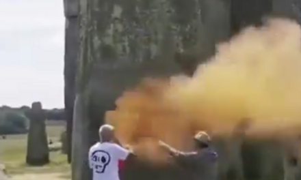 Watch: Climate whackadoodles vandalize Stonehenge in order to draw stop oil or something