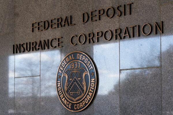 The Federal Deposit Insurance Corporation (FDIC) seal is shown outside its headquarters in Washington on March 14, 2023. (Manuel Balce Ceneta/AP Photo)