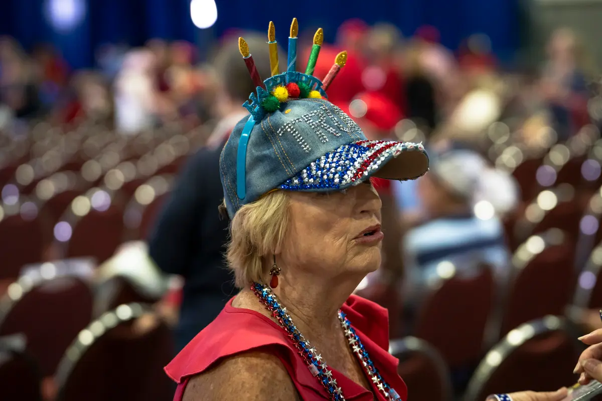 Ramona Uhlmeyer of the Villages, Fla., attends former President Donald J. Trump’s birthday party event at the Palm Beach County Convention Center in West Palm Beach, Fla., on June 14, 2024. (Madalina Vasiliu/The Epoch Times)