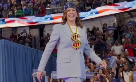 Kamala Addresses Black Crowd Wearing Do-rag And Giant Gold Dollar Sign Necklace