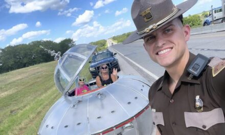 Close encounters of the nerd kind: Smiling troopers in 2 states pull over ‘out of this world’ vehicle heading to UFO Festival