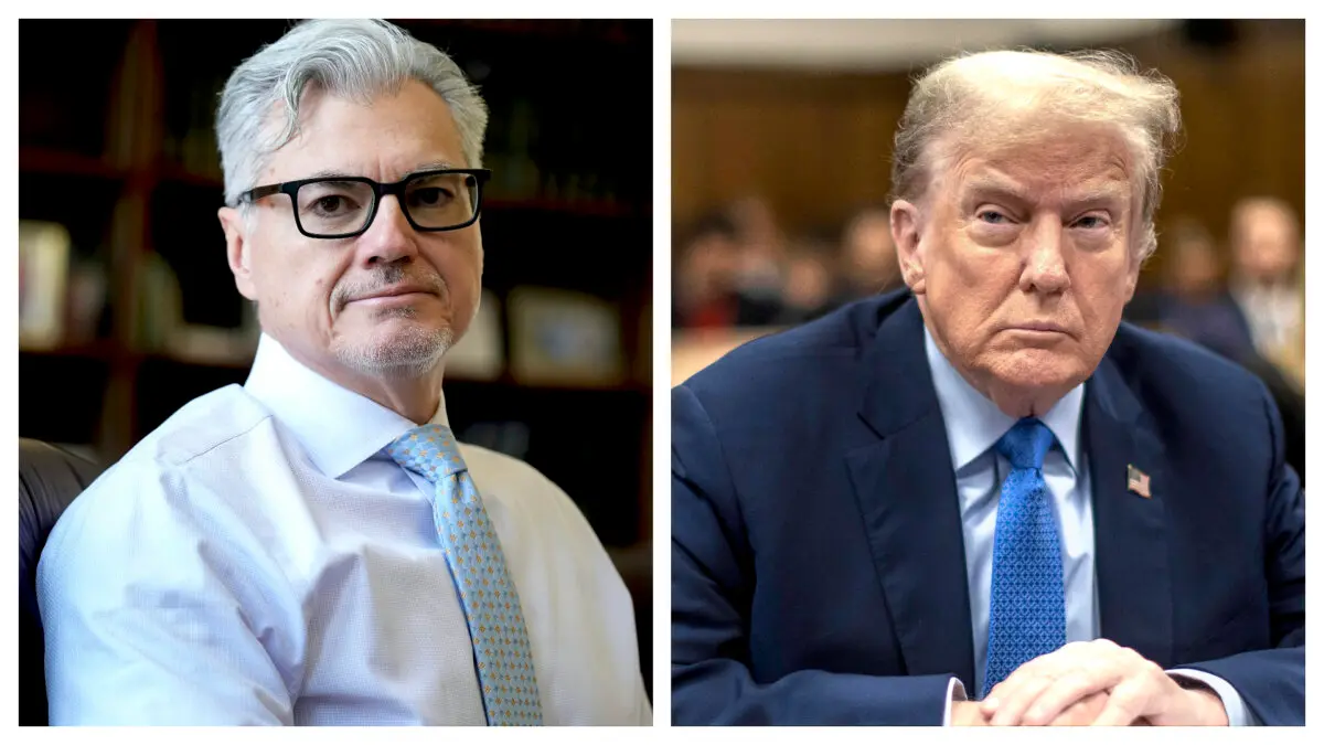 (Left) Judge Juan M. Merchan on March 14, 2024. (Right) Former President Donald Trump on April 26, 2024. (Seth Wenig/AP Photo; Dave Sanders/Pool via Getty Images)