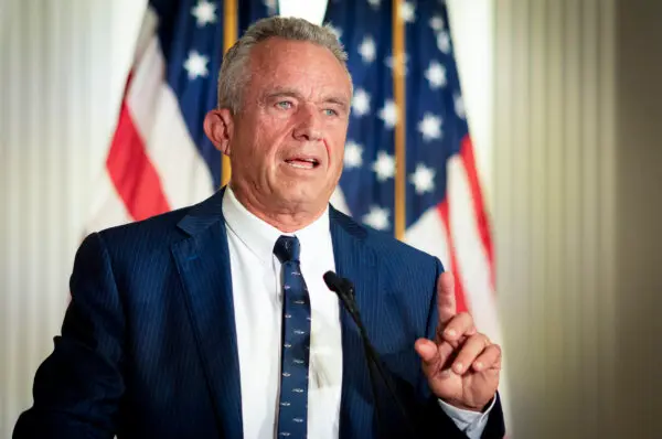 Presidential candidate Robert F. Kennedy Jr. speaks at the Nixon library in Yorba Linda, Calif., on June 12, 2024. (John Fredricks/The Epoch Times)