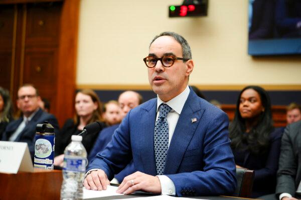 Jonathan Kanter, assistant attorney general at the U.S. Justice Department Antitrust Division, testifies before the House Judiciary Subcommittee on Administrative State, Regulatory Reform, and Antitrust in Washington on Nov. 14, 2023. His department is suing RealPage and others for alleged antitrust violations. (Madalina Vasiliu/The Epoch Times)