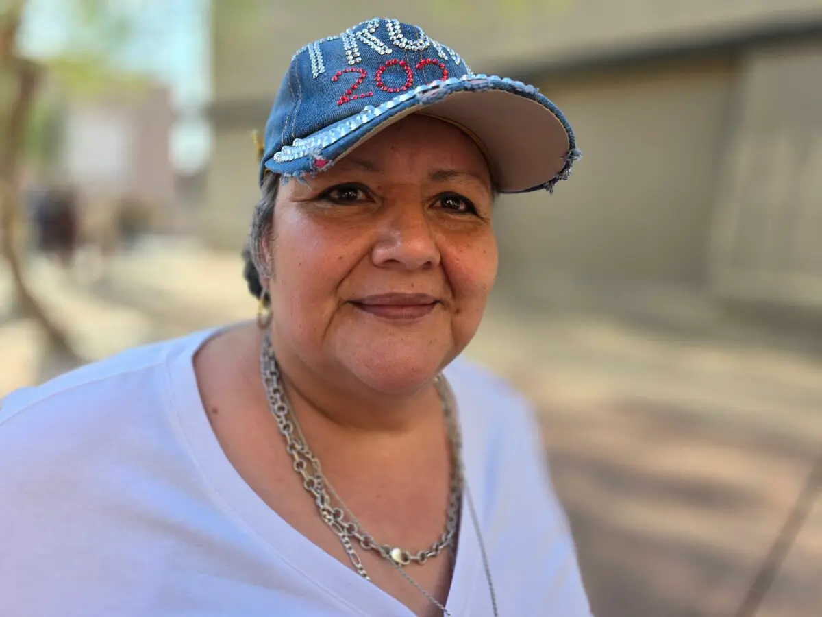 Edith Verjarcruz of Arizona was among thousands who attended a Donald Trump rally in Glendale, Ariz., on Aug. 23, 2024. (Allan Stein/The Epoch Times)