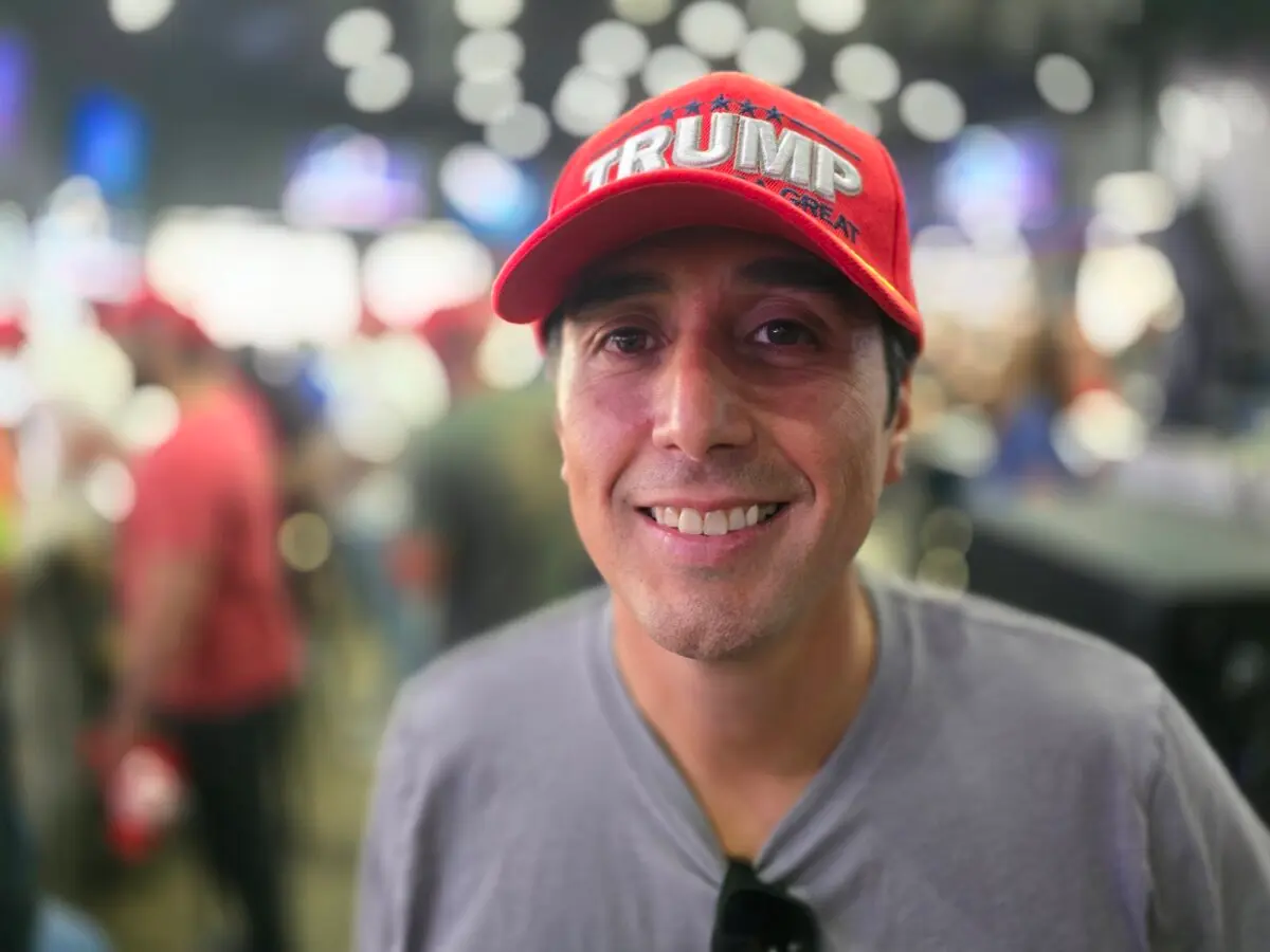 Trump supporter Leno Marin from Phoenix attended a Donald Trump rally in Glendale, Ariz., on Aug. 23, 2024. (Allan Stein/The Epoch Times)