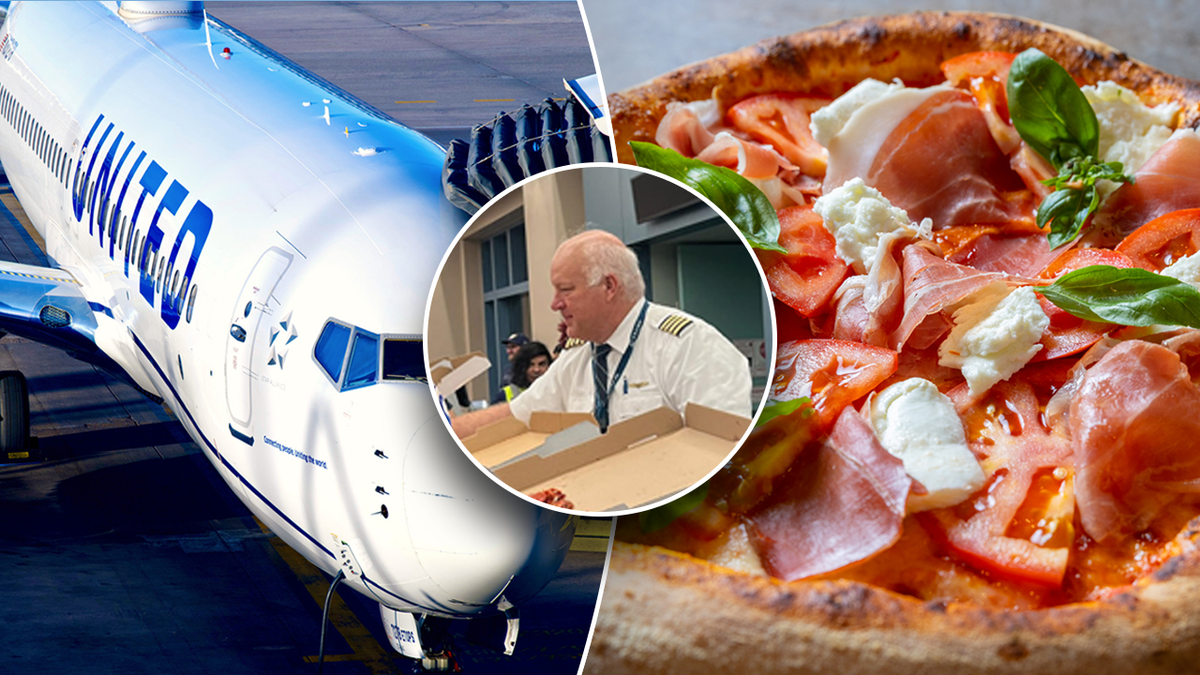 United Airlines pilot handing out pizza in New Mexico