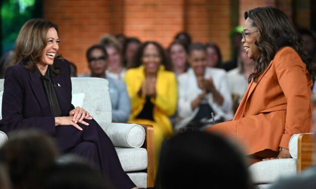 Harris joins Oprah at star-studded campaign event in battleground state of Michigan