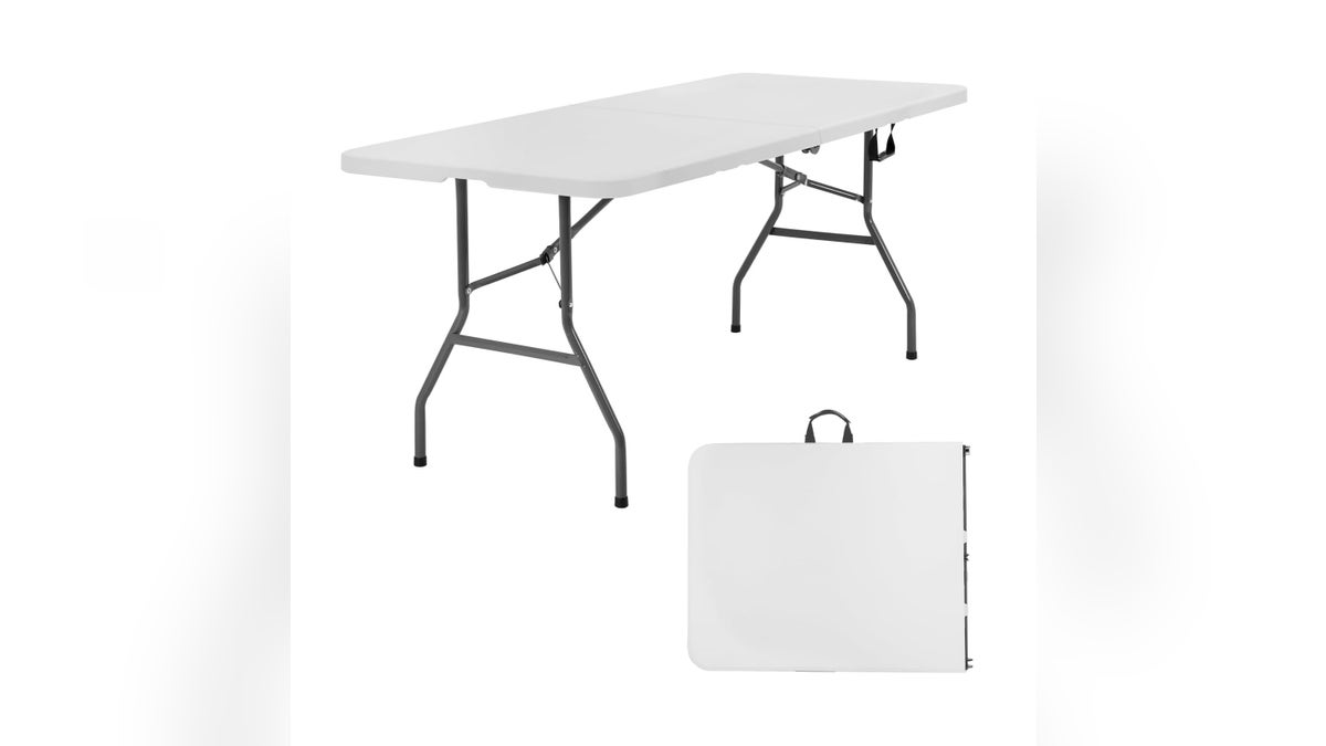 A folding table is the ideal place to display all the food options. 