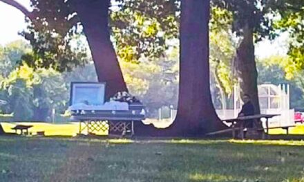 People were a little upset when this casket with a dead body showed up at a park in Warren, Michigan