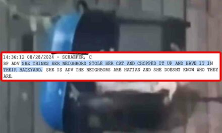 Oh look, a Springfield police report where a resident thought her cat was stolen by Haitians (she even took a sample of “meat” from their yard)