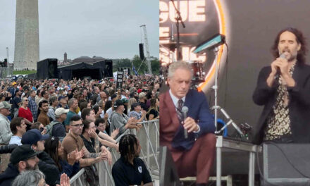 What a timeline: Watch Russell Brand and Jordan Peterson lead thousands of people in the Lord’s Prayer near the Washington Monument