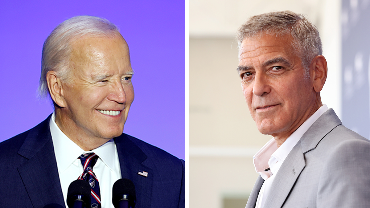 Biden photo next to Clooney photo