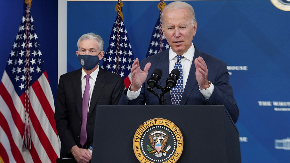 Joe Biden speaking at podium