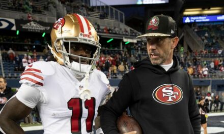 49ers’ Kyle Shanahan, Brandon Aiyuk appear to have animated discussion over receiver’s practice shorts