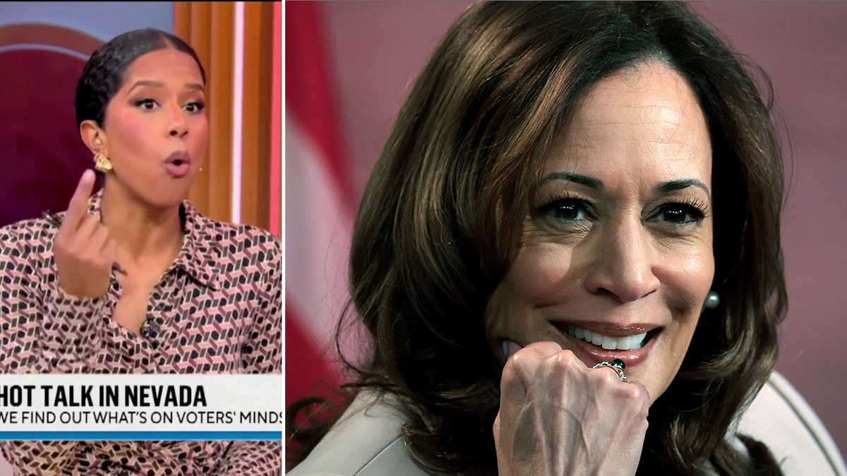 CBS reporter beside Kamala Harris