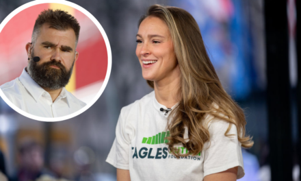 Kylie Kelce Asks Jason Kelce Not To Say The Word ‘Tits’ On ‘Monday Night Countdown’ Again