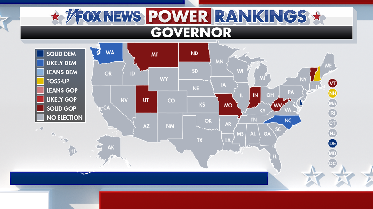 Fox News Power Rankings governor map.