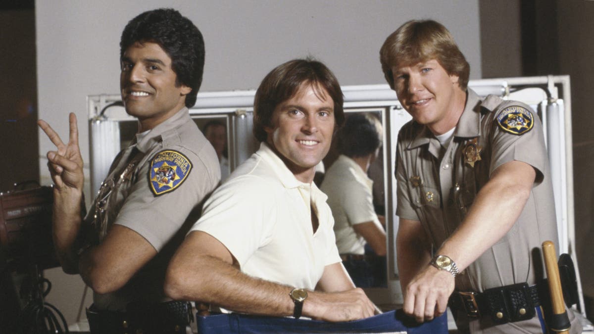 Erik Estrada as Officer Francis Llewellyn Ponch Poncherello, Bruce Jenner as Steve McLeish, Larry Wilcox as Officer Jon Baker