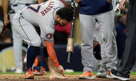 Astros’ Jose Altuve ejected after removing sock, cleat in wild scene: ‘They missed that call’