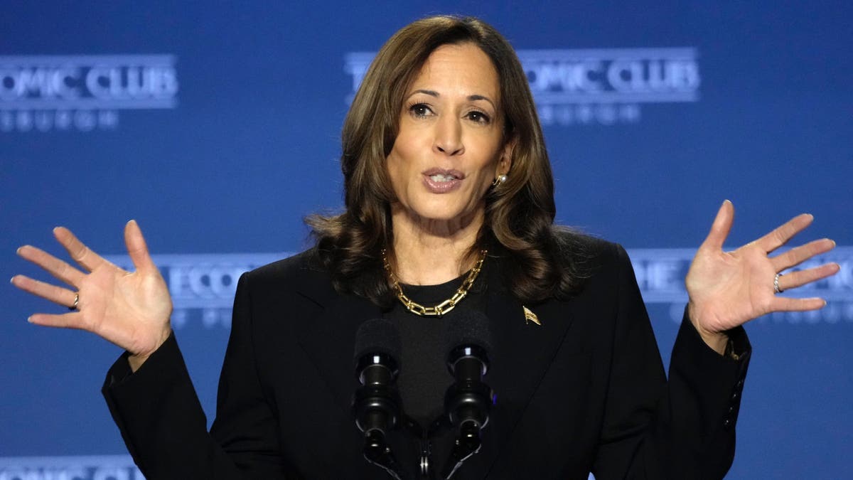 Democratic presidential nominee Vice President Kamala Harris addresses the Economic Club of Pittsburgh on the Carnegie Mellon University campus in Pittsburgh, Wednesday, Sept. 25, 2024.