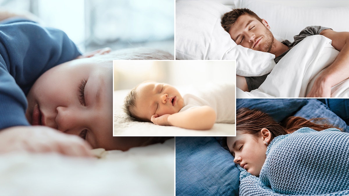 Individual photos of babies and adults sleeping