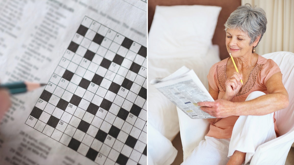 crossword puzzle split senior woman