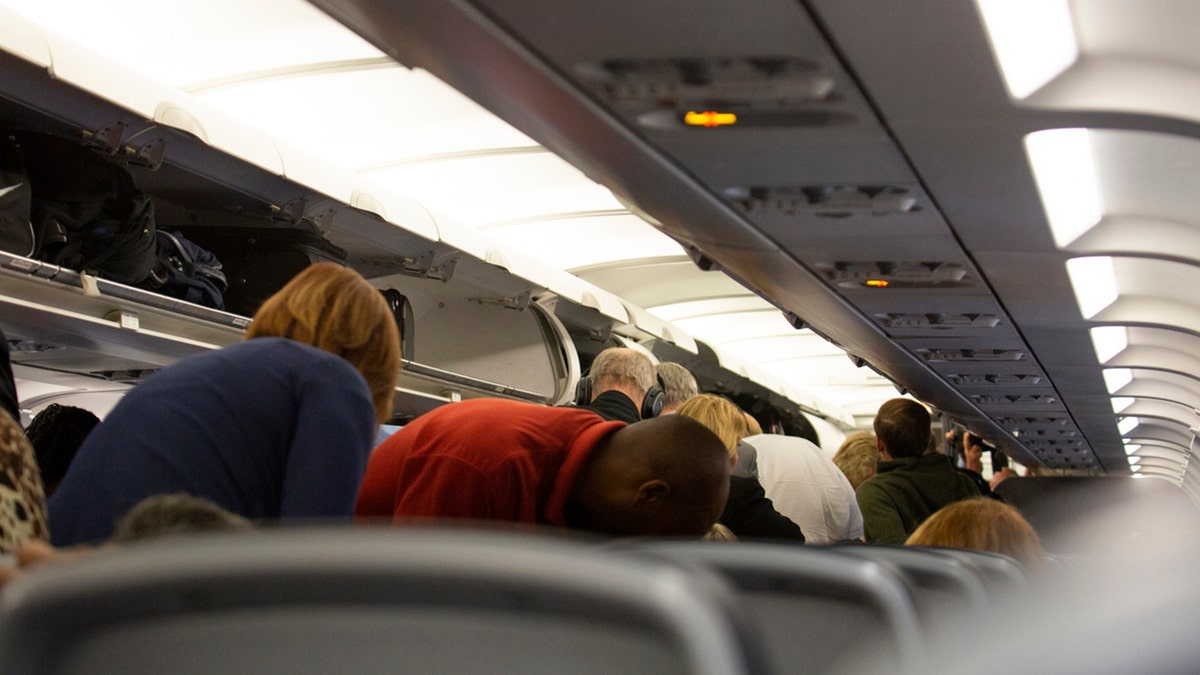 Deplaning an airplane