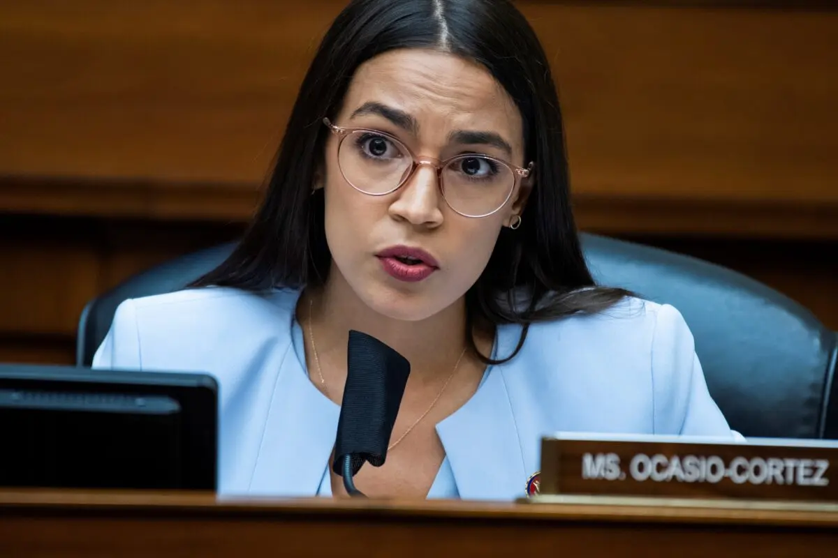 Rep. Alexandria Ocasio-Cortez (D-N.Y.) speaks during a hearing in Washington on Aug. 24, 2020. (Tom Williams/Pool via Reuters)