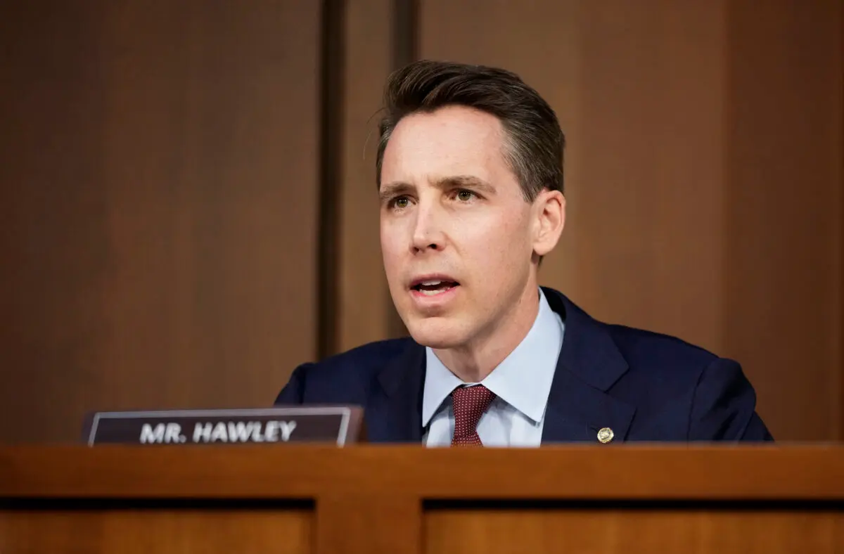 Sen. Josh Hawley (R-Mo.) delivers remarks during the Senate Judiciary Committee confirmation hearing for Supreme Court nominee Judge Ketanji Brown Jackson in the Hart Senate Office Building on Capitol Hill in Washington, on March 21, 2022. (Drew Angerer/Getty Images)