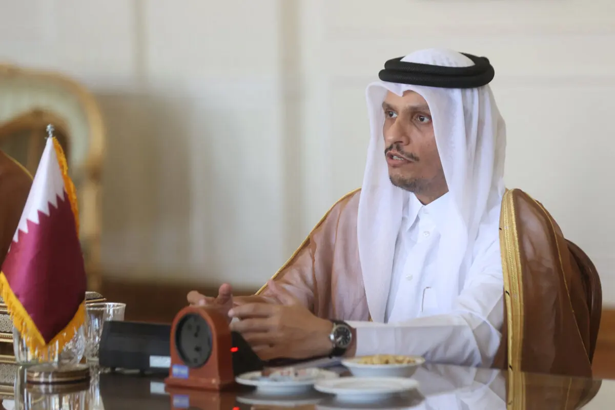 Qatar's Prime Minister and Foreign Minister Sheikh Mohammed bin Abdulrahman Al Thani attends a meeting with Iran's Foreign Minister Abbas Araghchi (not pictured) in Tehran, Iran, on Aug. 26, 2024. (Majid Asgaripour/WANA via Reuters)