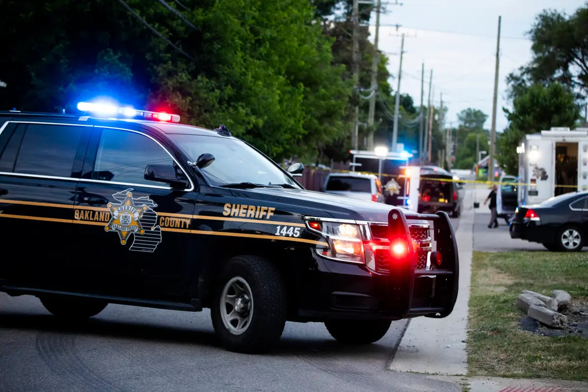 Police investigate the scene of a shooting at the Brooklands Plaza Splash Pad in Rochester Hills, Mich., on June 15, 2024. (Bill Pugliano/Getty Images)