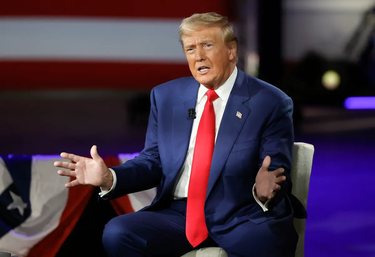 Republican presidential nominee, former President Donald Trump participates in a Fox News Town Hall with Sean Hannity at the New Holland Arena on Sept. 4, 2024 in Harrisburg, Pennsylvania. (Kevin Dietsch/Getty Images)