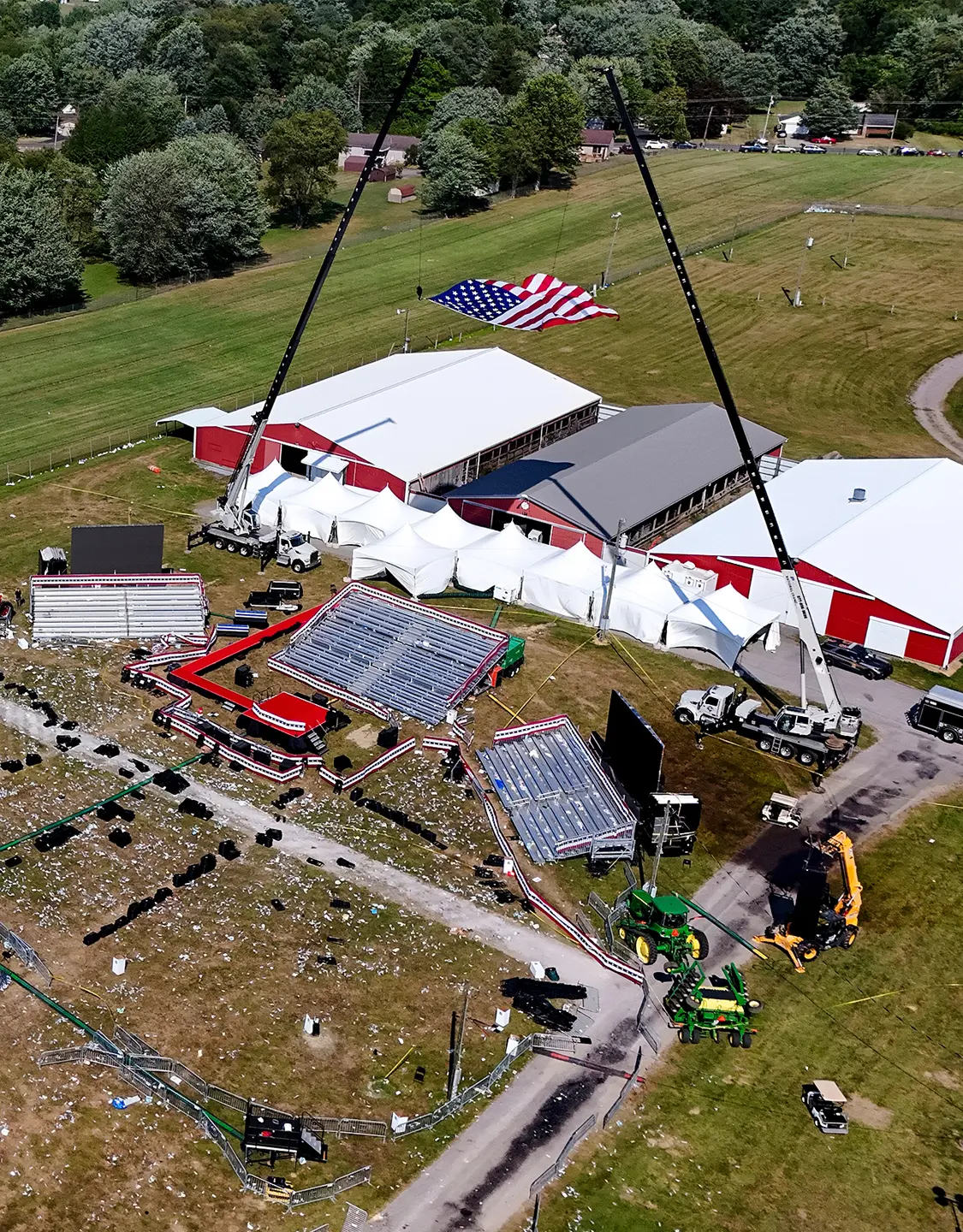 An aerial view of the Butler Farm Show, where former President Donald Trump was shot during his campaign rally on July 13, in Butler, Pa., on July 15, 2024. (Gene J. Puskar/AP Photo)