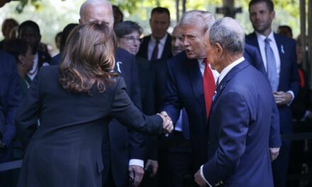 In rare moment of political decorum, Trump and Harris share friendly handshake at 9/11 memorial