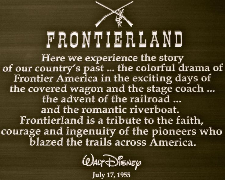 a plaque describing the story of frontierland