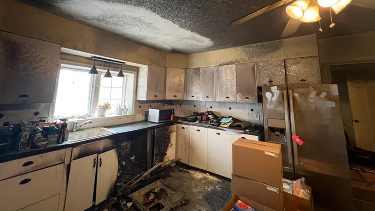 Destroyed home kitchen fire in Kansas